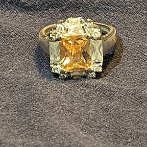 Elegant Sterling Silver Citrine Gemstone Ring Size 8